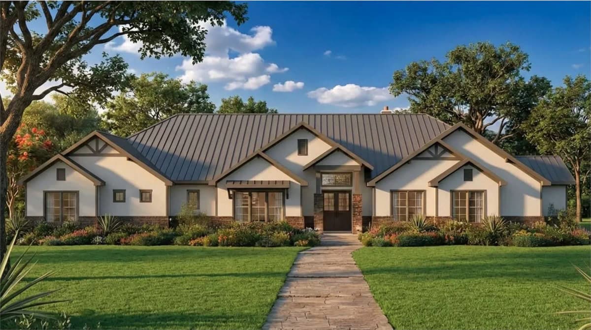 Plan 54072LK: Modern Farmhouse Ranch House Plan with 4 Beds and Grand Porches - Image #5 - Hill Country, Modern Farmhouse, Ranch