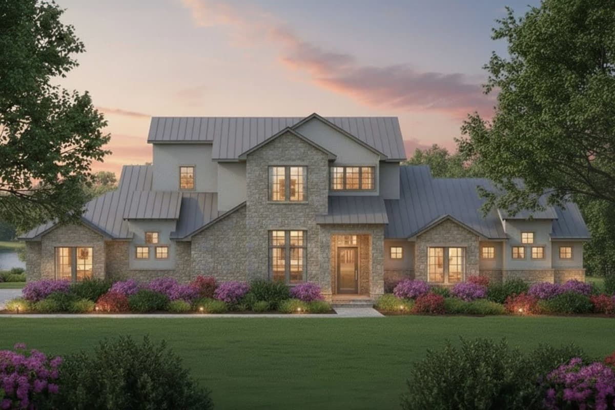 Plan image - 54075LK:Luxurious European House Plan with 5 Beds and Vaulted Great Room