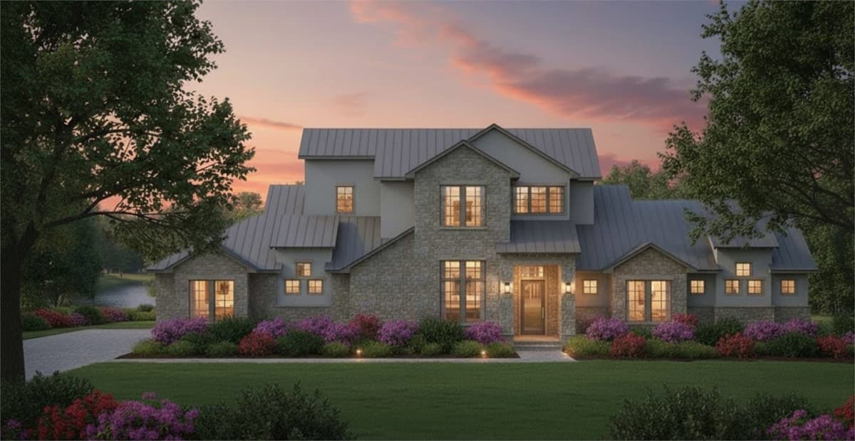 Plan 54075LK: Luxurious European House Plan with 5 Beds and Vaulted Great Room - Image #3 - European, Transitional