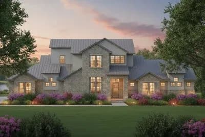 Luxurious European House Plan with 5 Beds and Vaulted Great Room