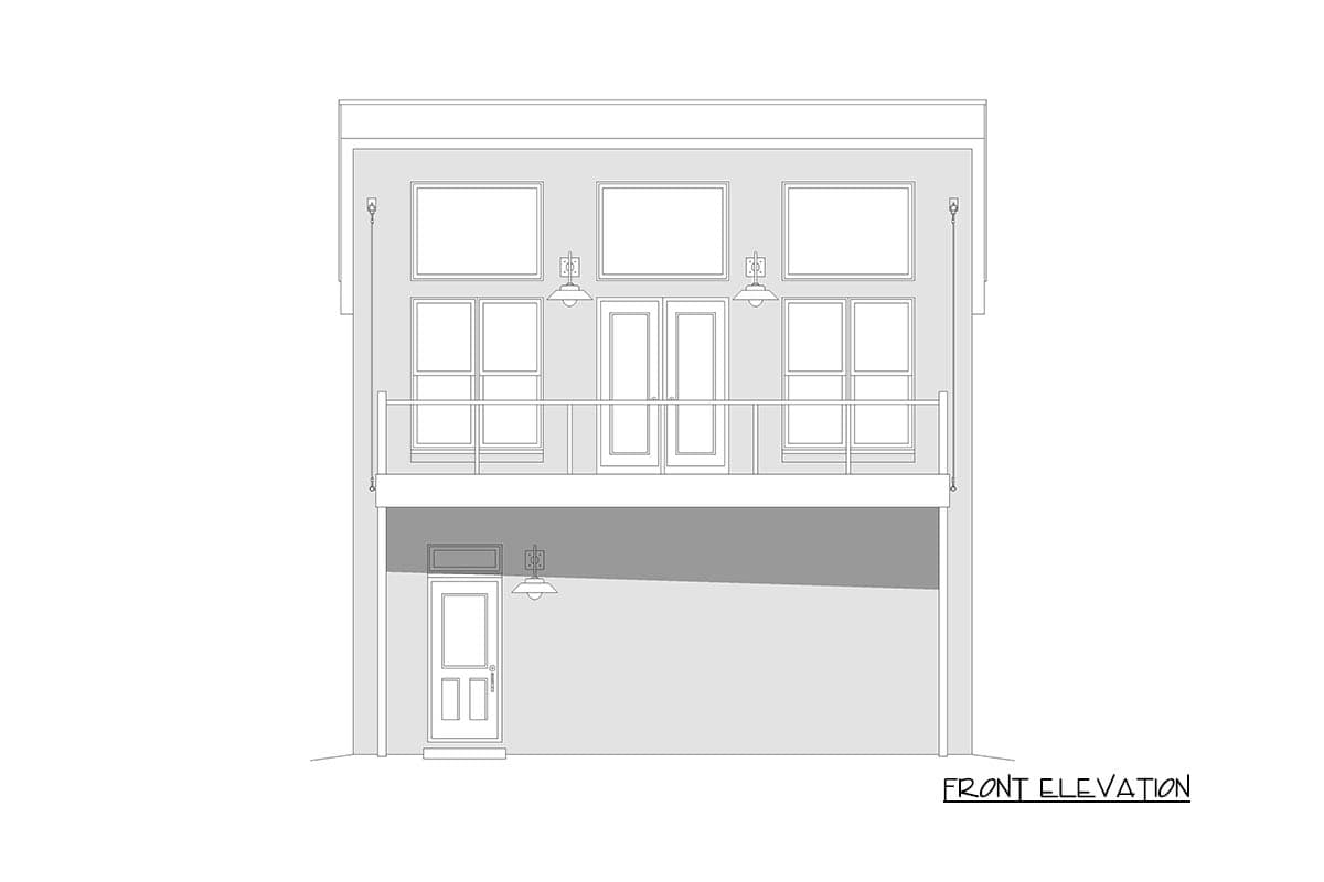 Plan 680660VR: Modern 1-Bed Garage Plan with Balcony Living - Image #3 - Contemporary