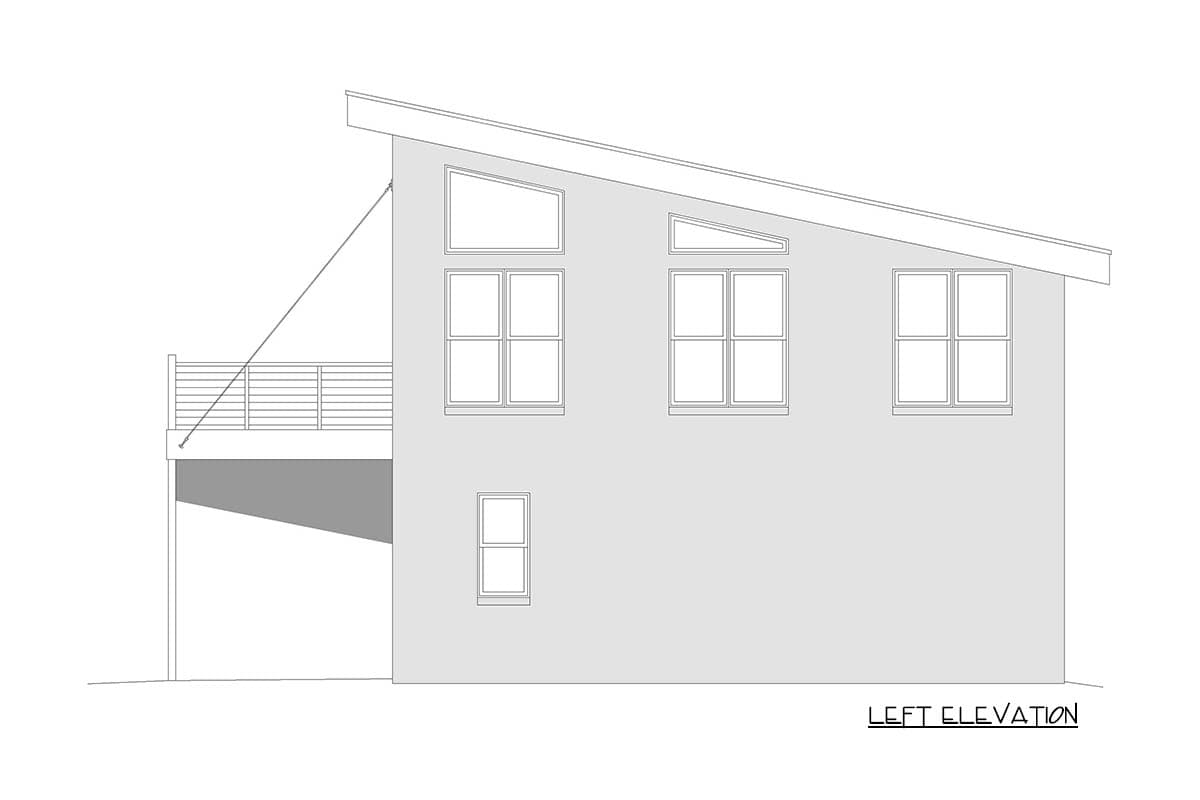 Plan 680660VR: Modern 1-Bed Garage Plan with Balcony Living - Image #4 - Contemporary