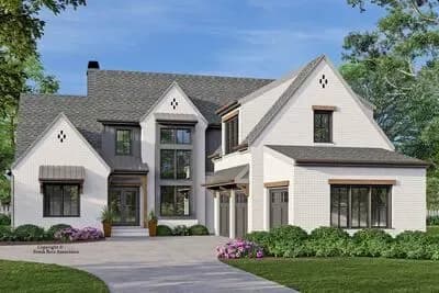 Contemporary Southern House Plan with 4 Beds, 3-Car Garage, and Outdoor Kitchen