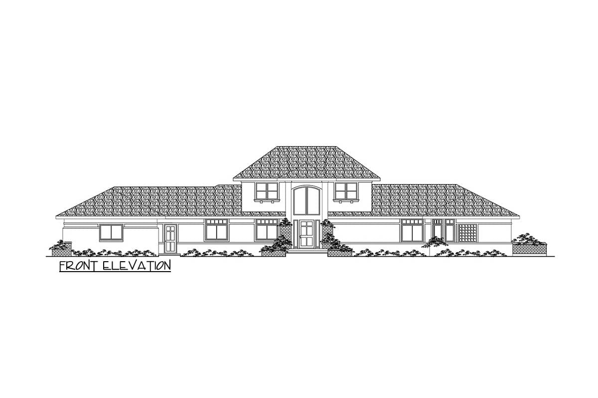 Plan 720181DA: Contemporary Mediterranean House Plan with 4 Bedrooms and Two-Story Great Room - Image #3 - Contemporary, Mediterranean, Southwest