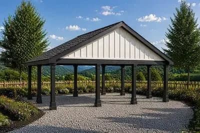 Farmhouse-Style 3-Car Carport Plan with Gable Roof