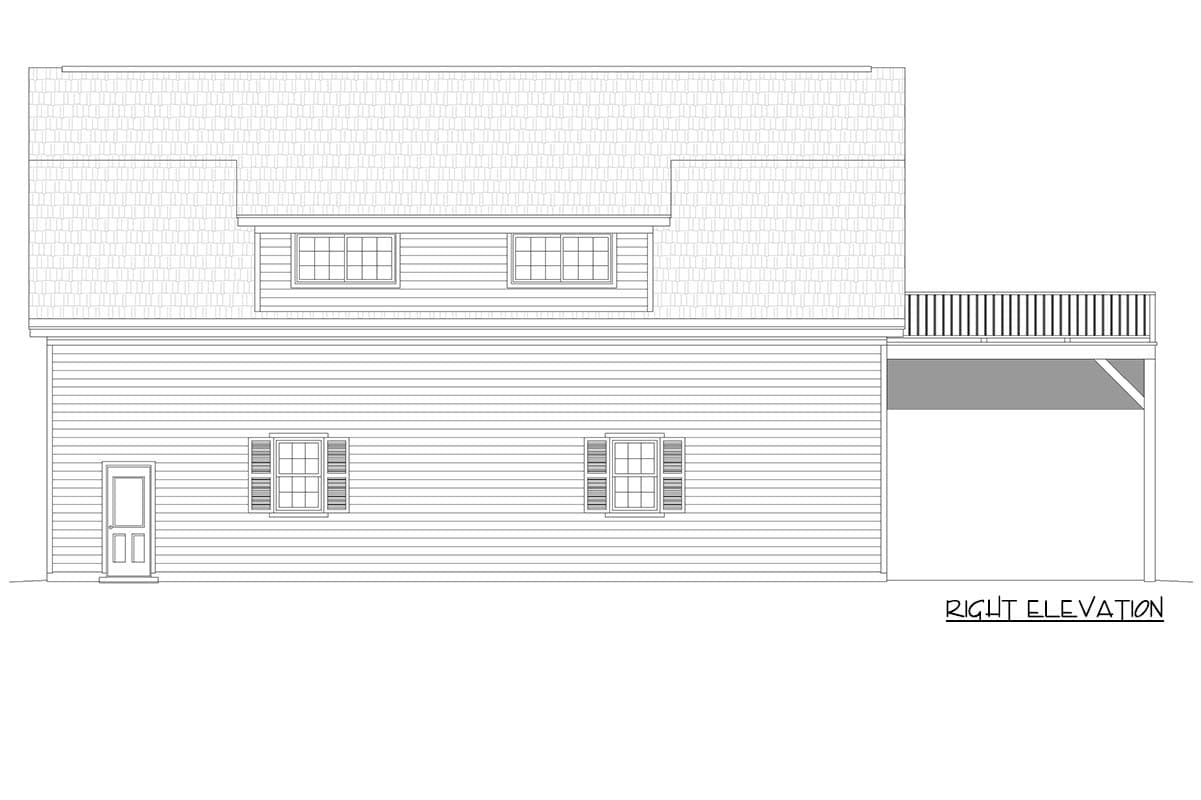 Plan 680661VR: Barn Style Garage Plan with RV Garage and Two Bedrooms Upstairs - Image #5 - Farmhouse