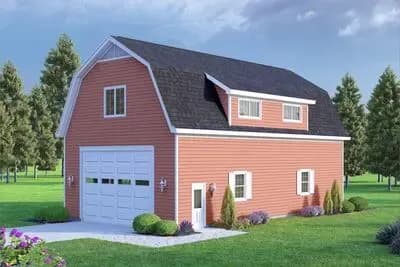 Barn Style Garage Plan with RV Garage and Two Bedrooms Upstairs