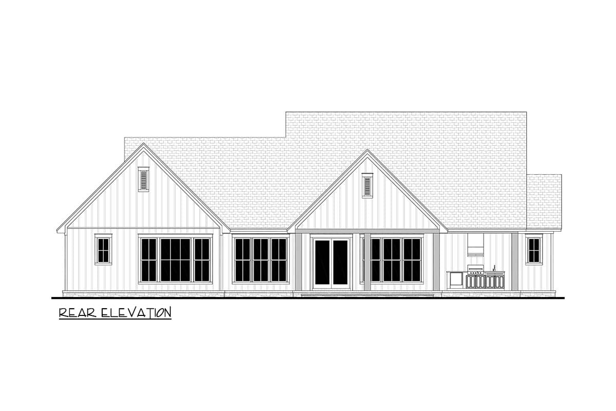 Plan 52039HZ: Modern Transitional  House Plan with Split Bedrooms and Outdoor Kitchen - Image #8 - Modern, Southern, Transitional