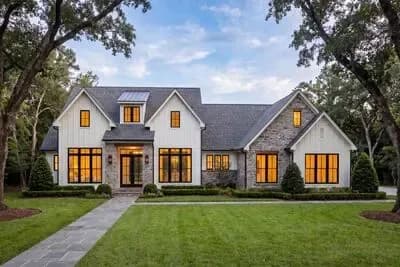 Modern Transitional  House Plan with Split Bedrooms and Outdoor Kitchen