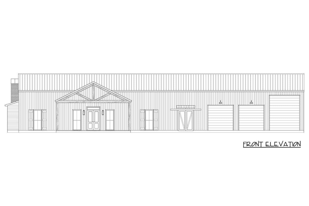 Plan 170016ADS: Modern Barndominium House Plan with 3 Beds and Expansive Garage - Image #2 - Barndominium, Contemporary, Modern Farmhouse