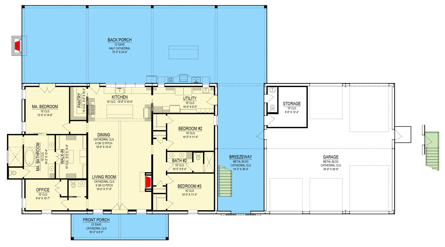 Plan 170016ADS: Modern Barndominium House Plan with 3 Beds and Expansive Garage - Floor Plan - Main Level - Barndominium, Contemporary, Modern Farmhouse
