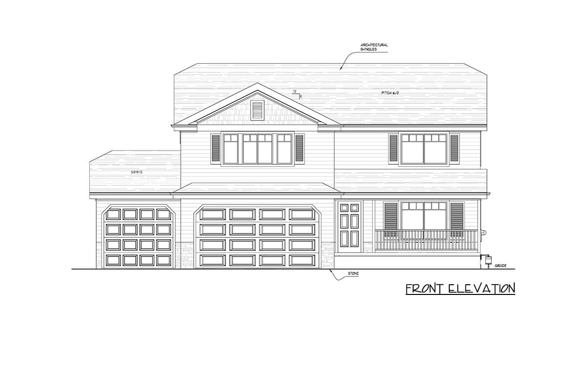 Plan 849077PGE: Two-Story Traditional House Plan with Upstairs Retreat and a 3-Car Garage - Image #3 - Craftsman, Farmhouse, Traditional