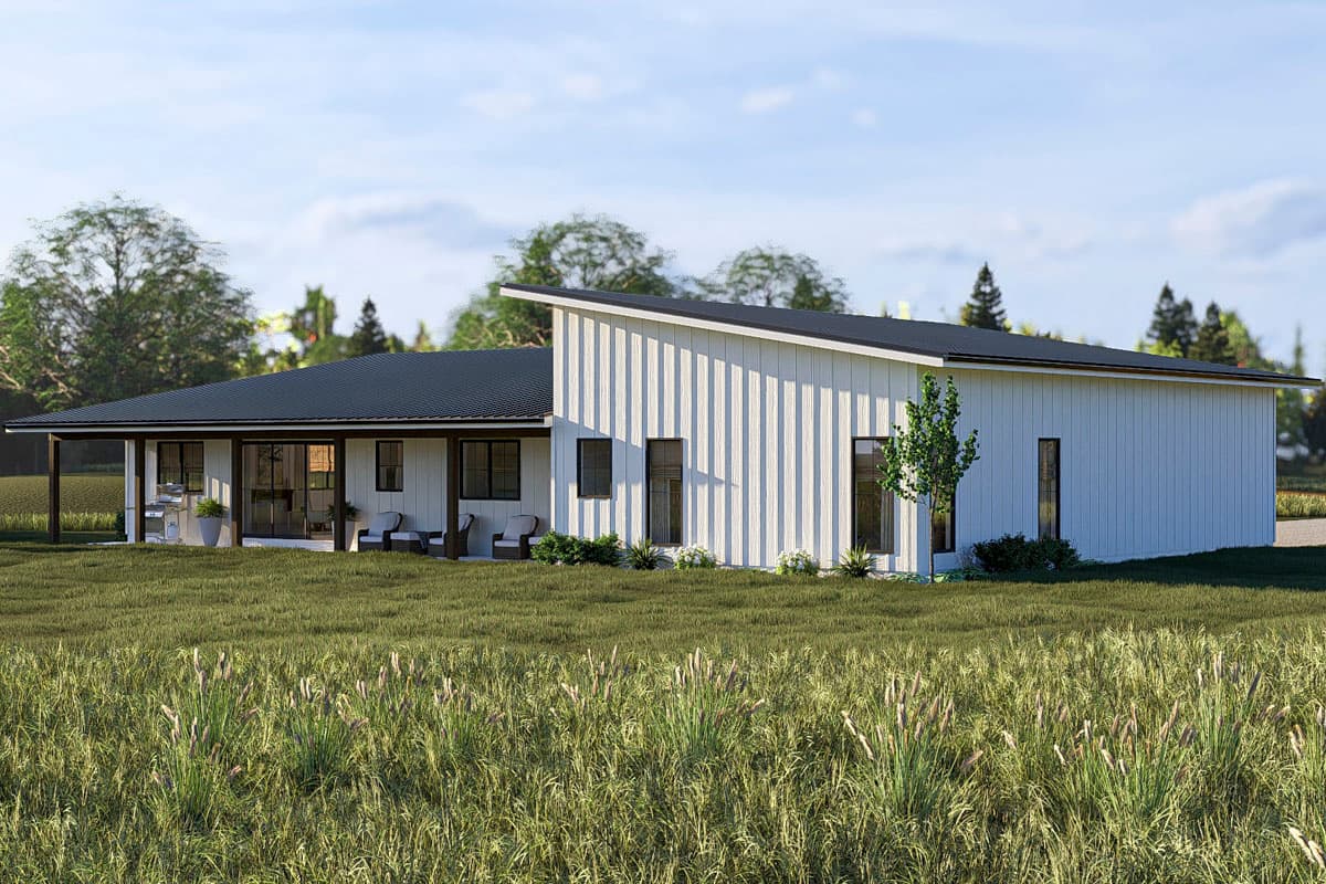 Plan 623636DJ: Modern Barndominium House Plan: 3 Beds, 2,443 Sq Ft, Split Layout - Image #4 - Barndominium, Contemporary