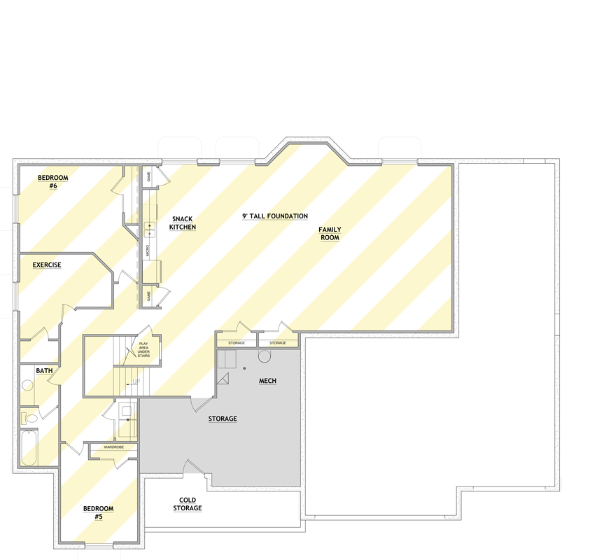 Plan 849078PGE: New American House Plan with 4-6 Bedrooms and Main Level Master Suite - Floor Plan - Optionally Finished Basement - Craftsman, New American, Traditional