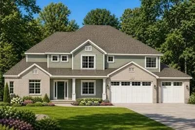 New American House Plan with 4-6 Bedrooms and Main Level Master Suite