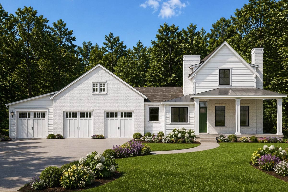 Charming Country Farmhouse House Plan with 3 Beds and Wraparound Porch