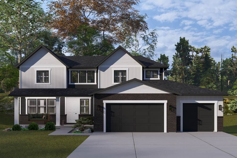 Plan 61747UT: Modern Farmhouse House Plan with 4 Beds, First-Floor Master, and 3-Car Garage - Image #1 - Craftsman, Farmhouse, Modern Farmhouse, Traditional