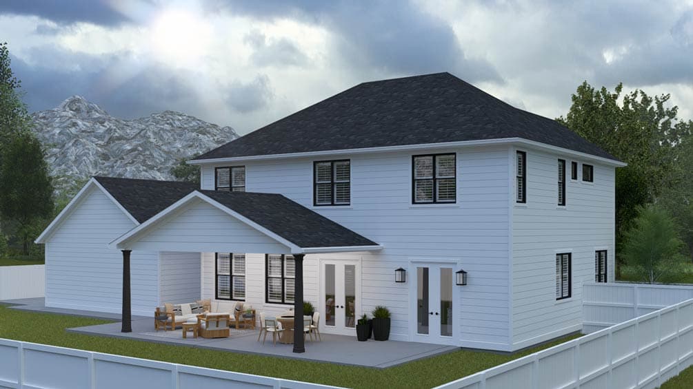 Plan 61749UT: Traditional Farmhouse House Plan with 3 Bedrooms, Loft, and Front Garage - Image #4 - Farmhouse, Traditional