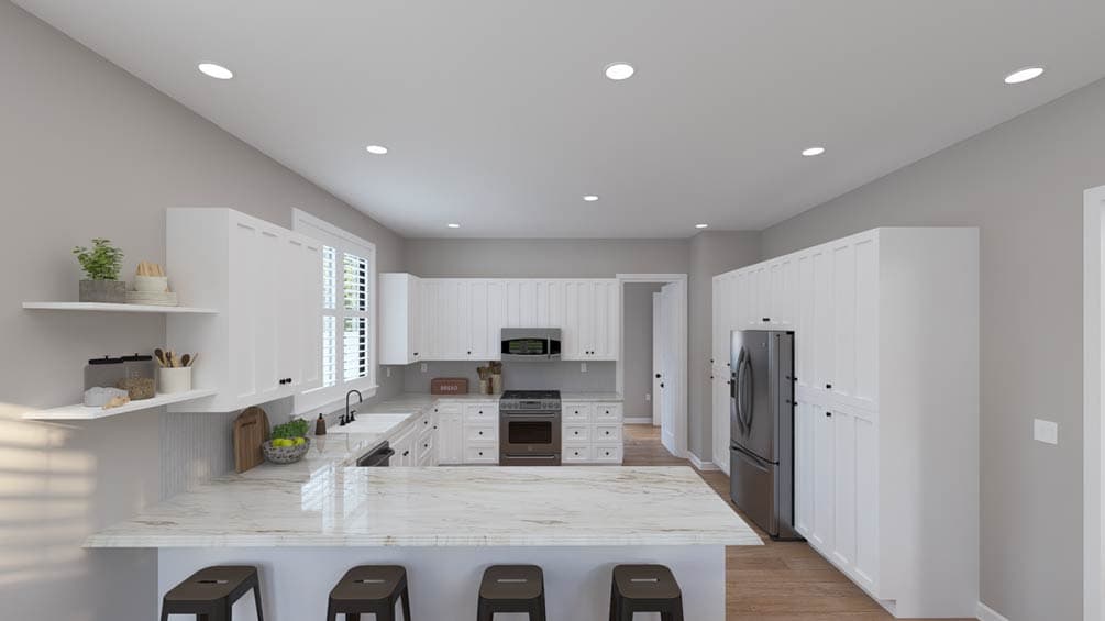 Plan 61749UT: Traditional Farmhouse House Plan with 3 Bedrooms, Loft, and Front Garage - Image #9 - Farmhouse, Traditional