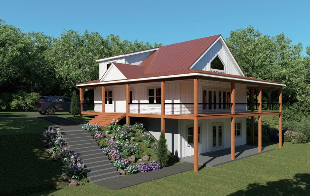 Plan 680662VR: Country Farmhouse House Plan with 3 Beds and Wraparound Porch - Image #2 - Country, Farmhouse
