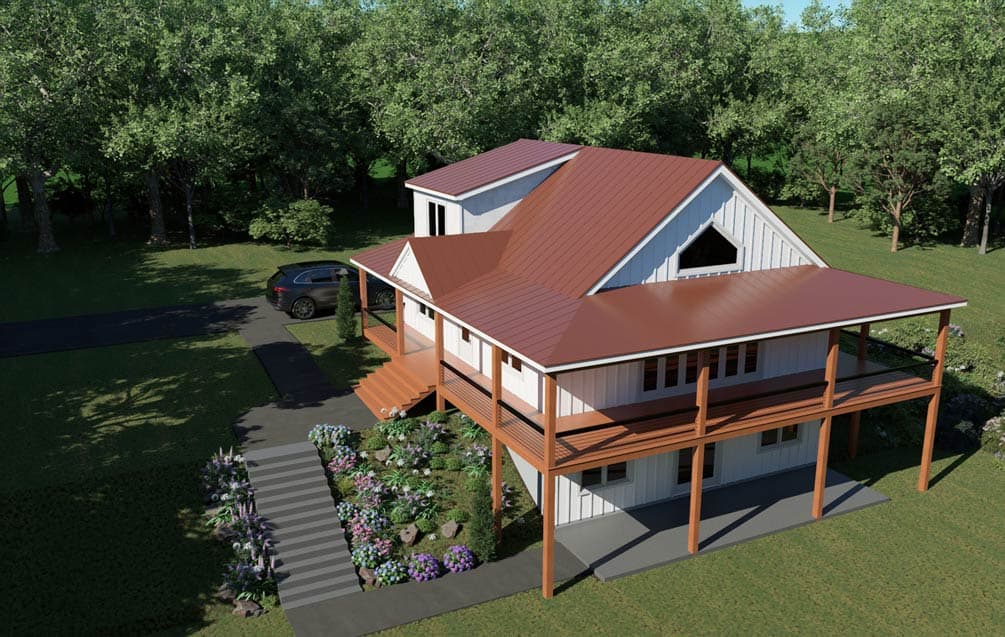 Plan 680662VR: Country Farmhouse House Plan with 3 Beds and Wraparound Porch - Image #3 - Country, Farmhouse