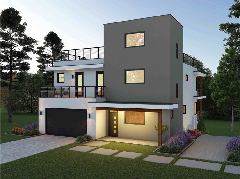 Plan image - 680663VR:Expansive Modern House Plan with Elevator and Abundant Outdoor Space