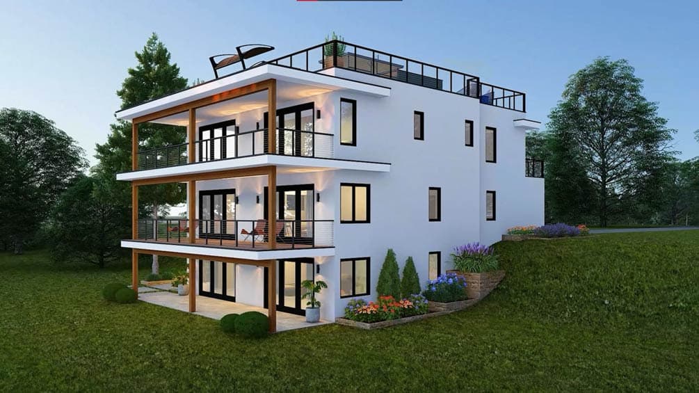 Plan 680663VR: Expansive Modern House Plan with Elevator and Abundant Outdoor Space - Image #4 - Contemporary, Modern