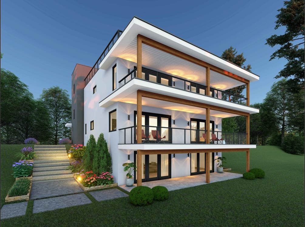 Plan 680663VR: Expansive Modern House Plan with Elevator and Abundant Outdoor Space - Image #5 - Contemporary, Modern