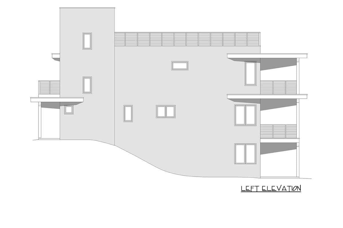 Plan 680663VR: Expansive Modern House Plan with Elevator and Abundant Outdoor Space - Image #7 - Contemporary, Modern