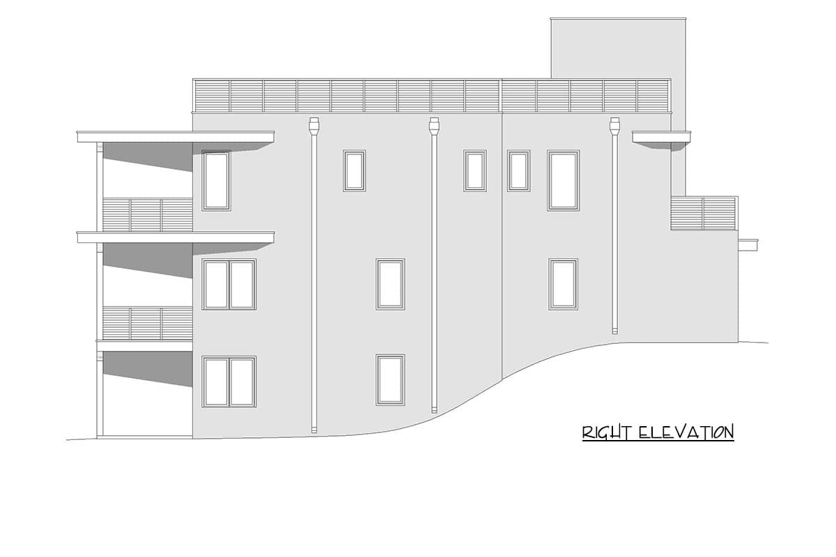 Plan 680663VR: Expansive Modern House Plan with Elevator and Abundant Outdoor Space - Image #9 - Contemporary, Modern