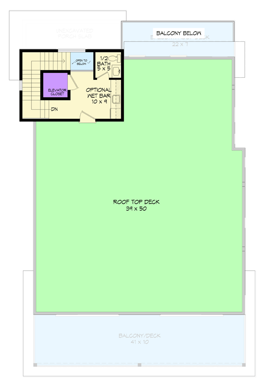 Plan 680663VR: Expansive Modern House Plan with Elevator and Abundant Outdoor Space - Floor Plan - 3rd Floor - Contemporary, Modern