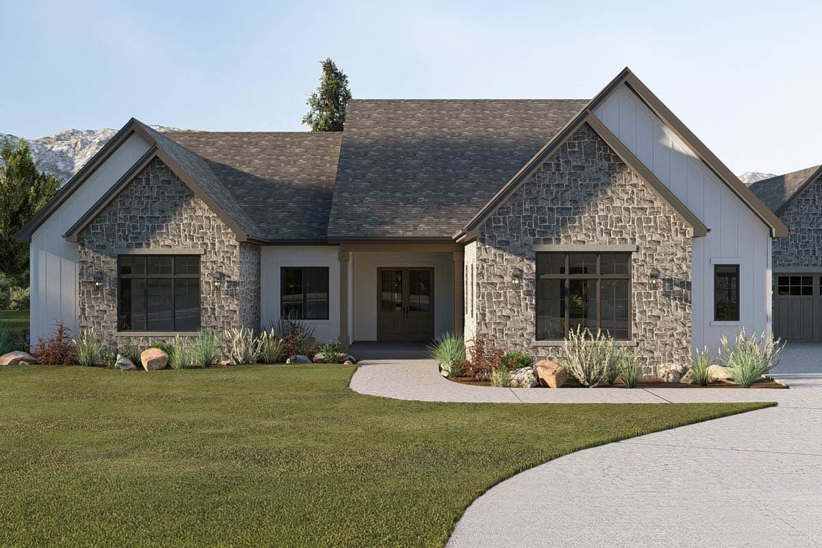 Plan 623637DJ: Contemporary Modern Farmhouse House Plan with 4 Beds and In-Law Suite - Image #3 - Contemporary, Modern Farmhouse
