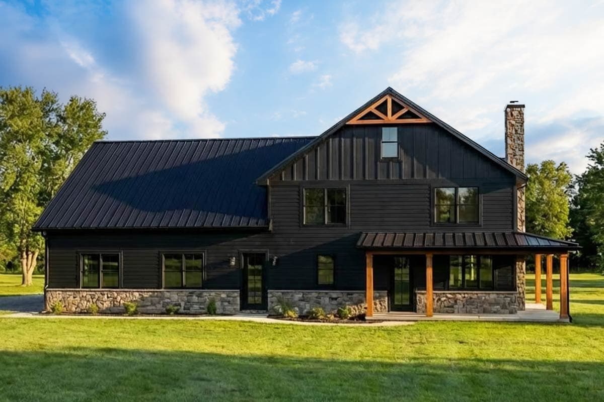 Modern Barndominium House Plan with Wraparound Porch