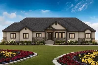 Traditional Ranch House Plan with 3 Bedrooms and Oversized  4-Car Garage