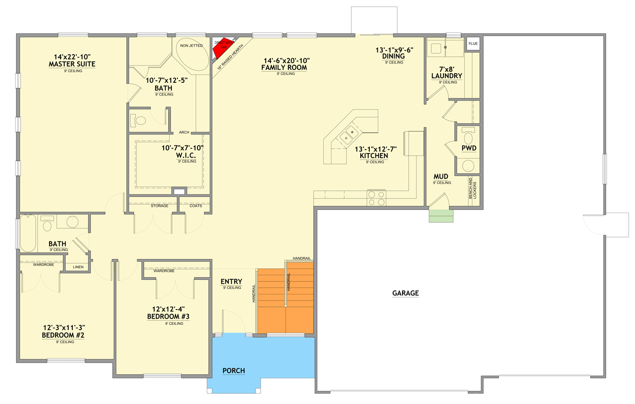 Plan 849082PGE: Craftsman Ranch House Plan with 3-4 Car Garage and Flexible Layout - Floor Plan - Main Level - Craftsman, Ranch, Traditional