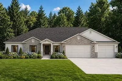 Craftsman Ranch House Plan with 3-4 Car Garage and Flexible Layout