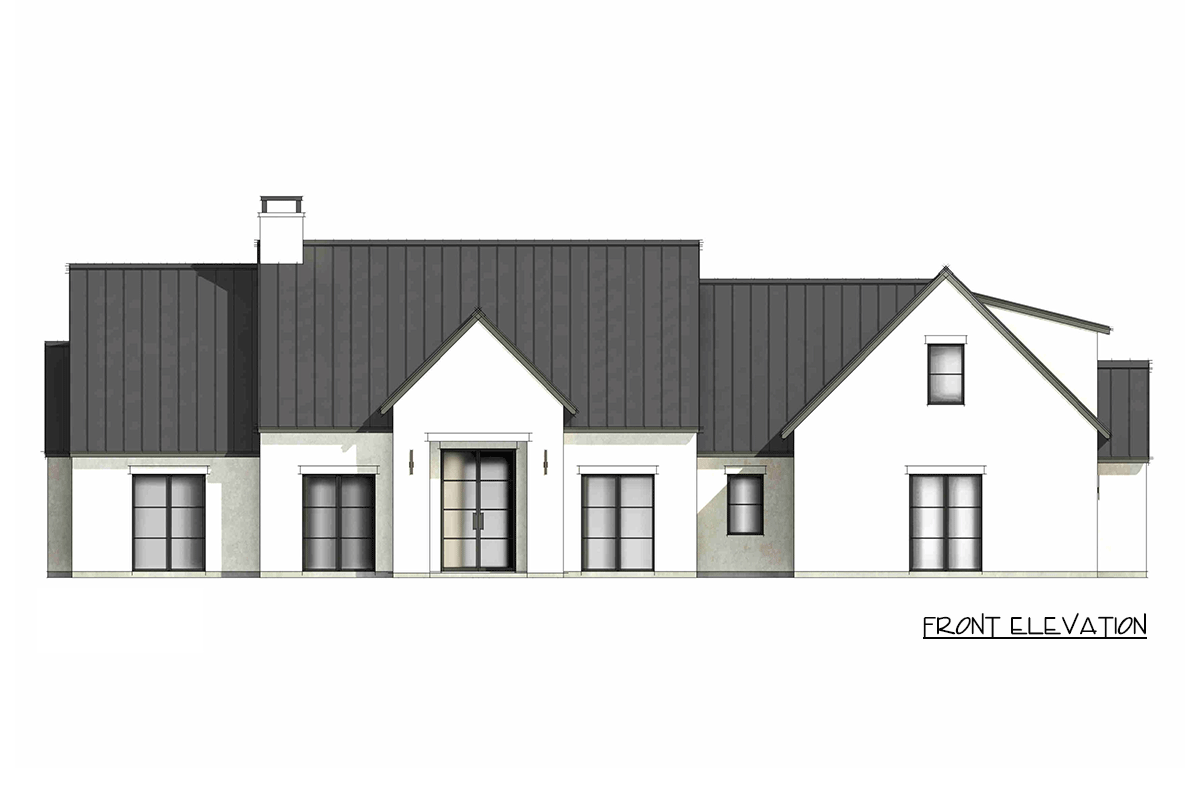 Plan 818204JSS: Modern Transitional House Plan with 4 Beds, Home Office, and Bonus Room - Image #4 - Modern, Transitional