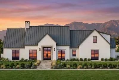 Modern Transitional House Plan with 4 Beds, Home Office, and Bonus Room