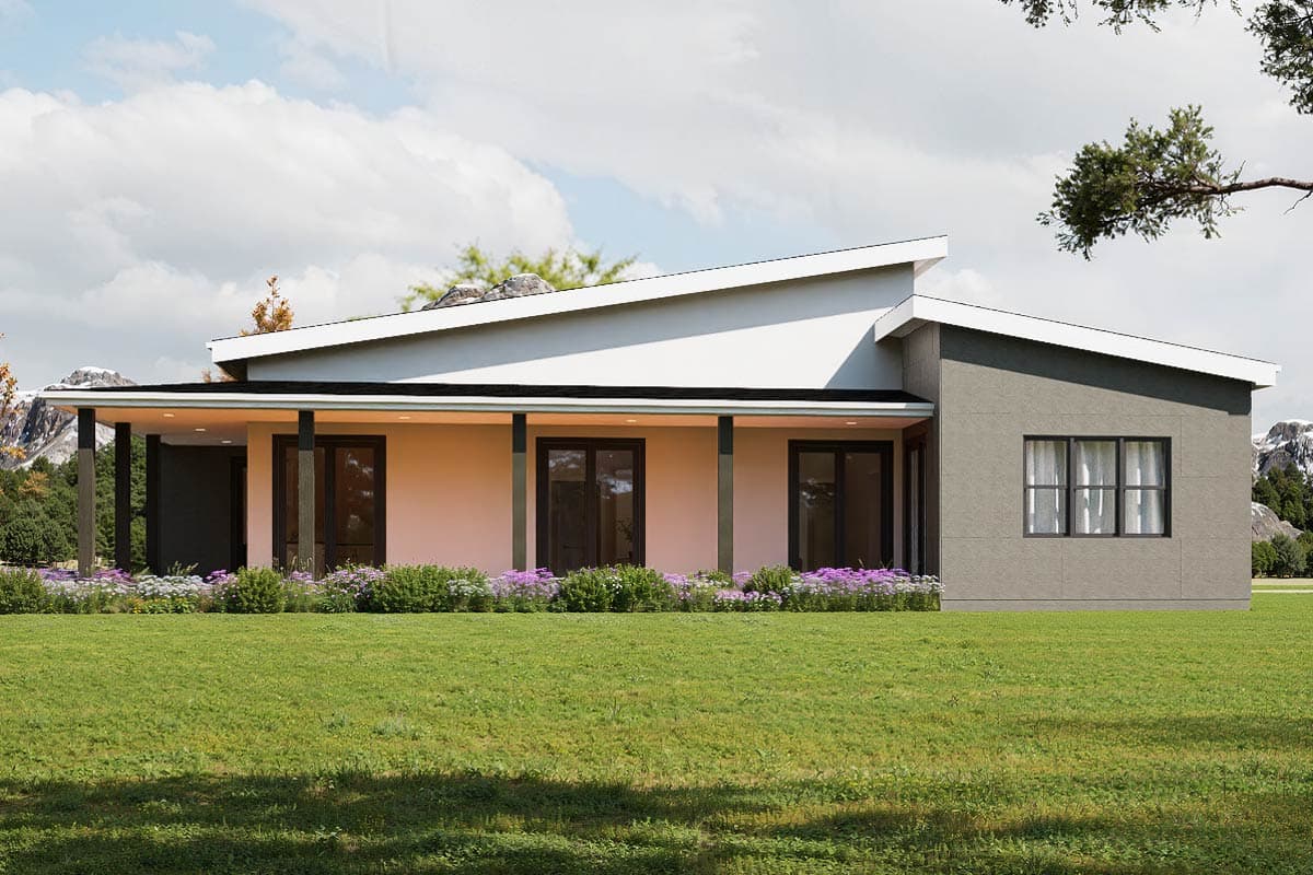 Plan 850029PKE: Sleek Modern House Plan with 3 Bedrooms and Dedicated Home Office - Image #3 - Contemporary, Modern