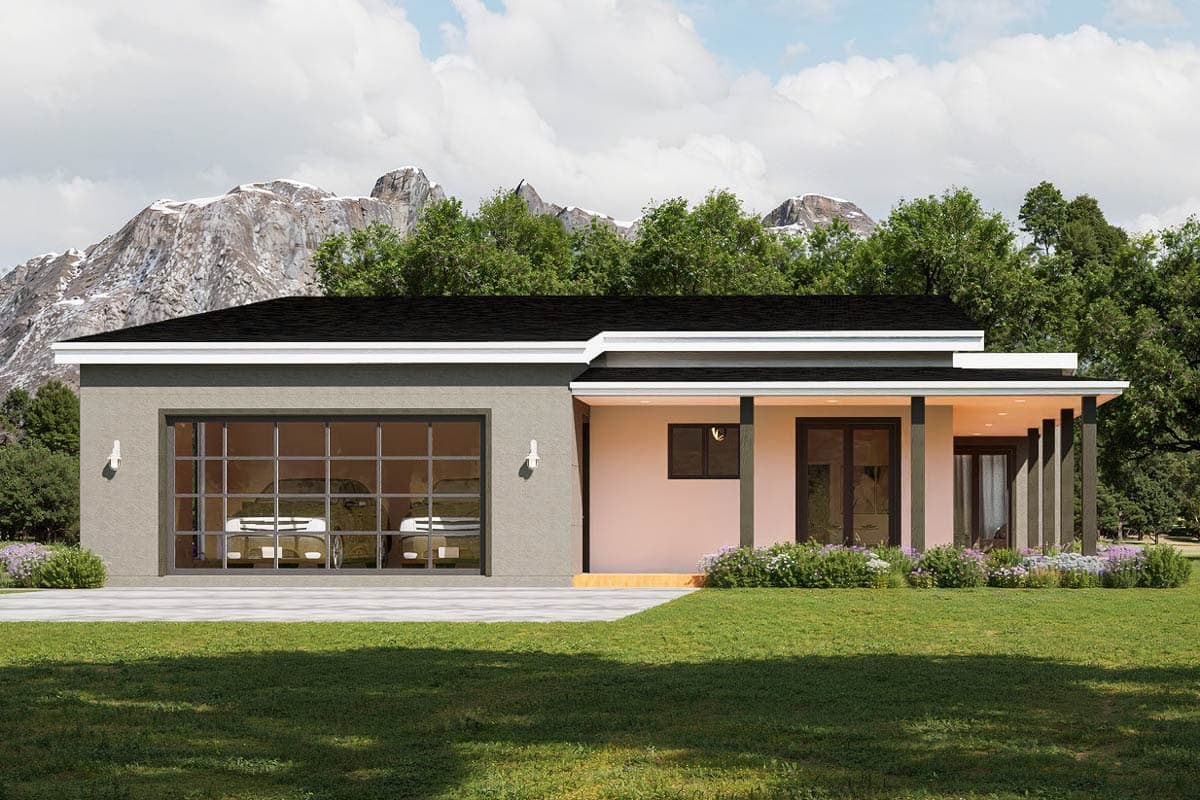 Plan 850029PKE: Sleek Modern House Plan with 3 Bedrooms and Dedicated Home Office - Image #4 - Contemporary, Modern