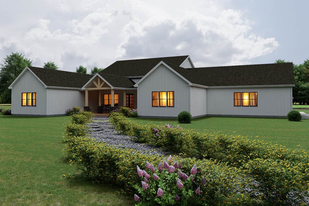 Plan 850030PKE: Modern Transitional House Plan with 4 Split Bedrooms and 3-Car Garage - Image #4 - Contemporary, Modern, Transitional