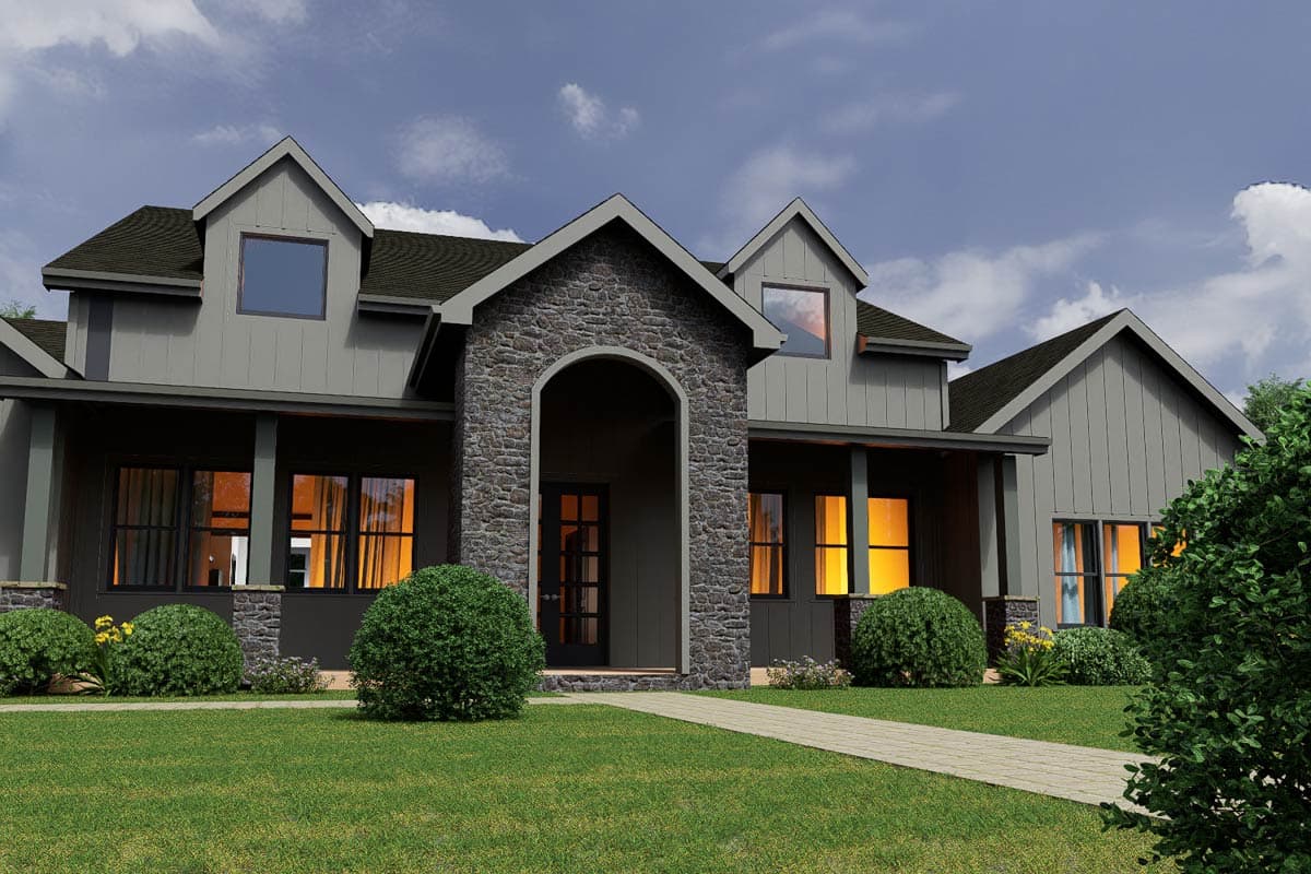 Plan 850030PKE: Modern Transitional House Plan with 4 Split Bedrooms and 3-Car Garage - Image #7 - Contemporary, Modern, Transitional