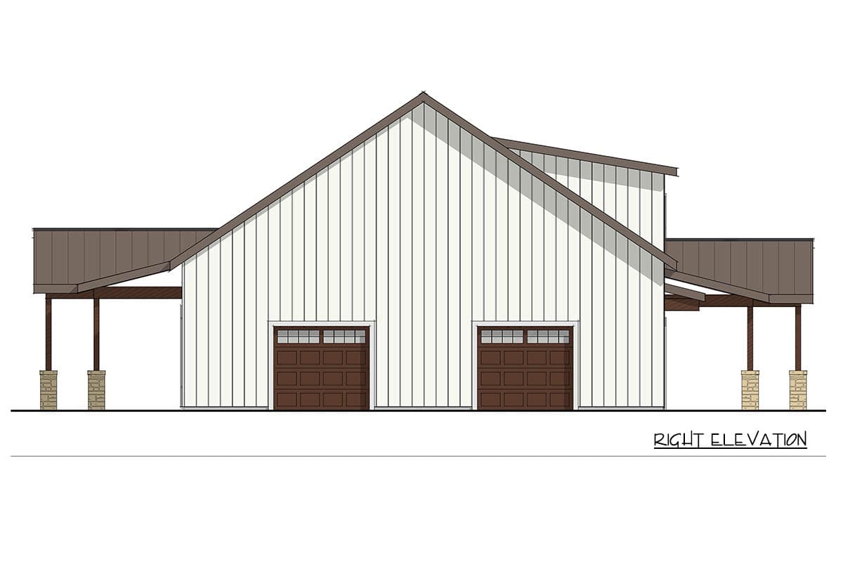 Plan 405144FDC: Modern Barndominium House Plan with 3 Beds and Vaulted Great Room - Image #5 - Barndominium, Farmhouse