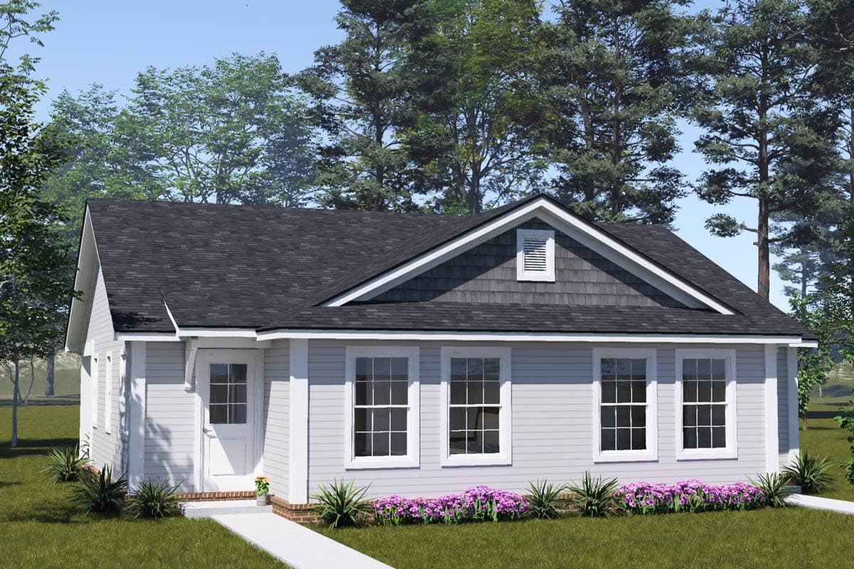 Plan 52547WM: Country Duplex House Plan with 4 Bedrooms and Split Living - Image #1 - Country, Traditional