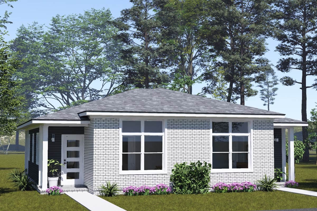 Plan image - 52548WM:Charming Modern Cottage Duplex House Plan with 4 Bedrooms and Large Rear Porch