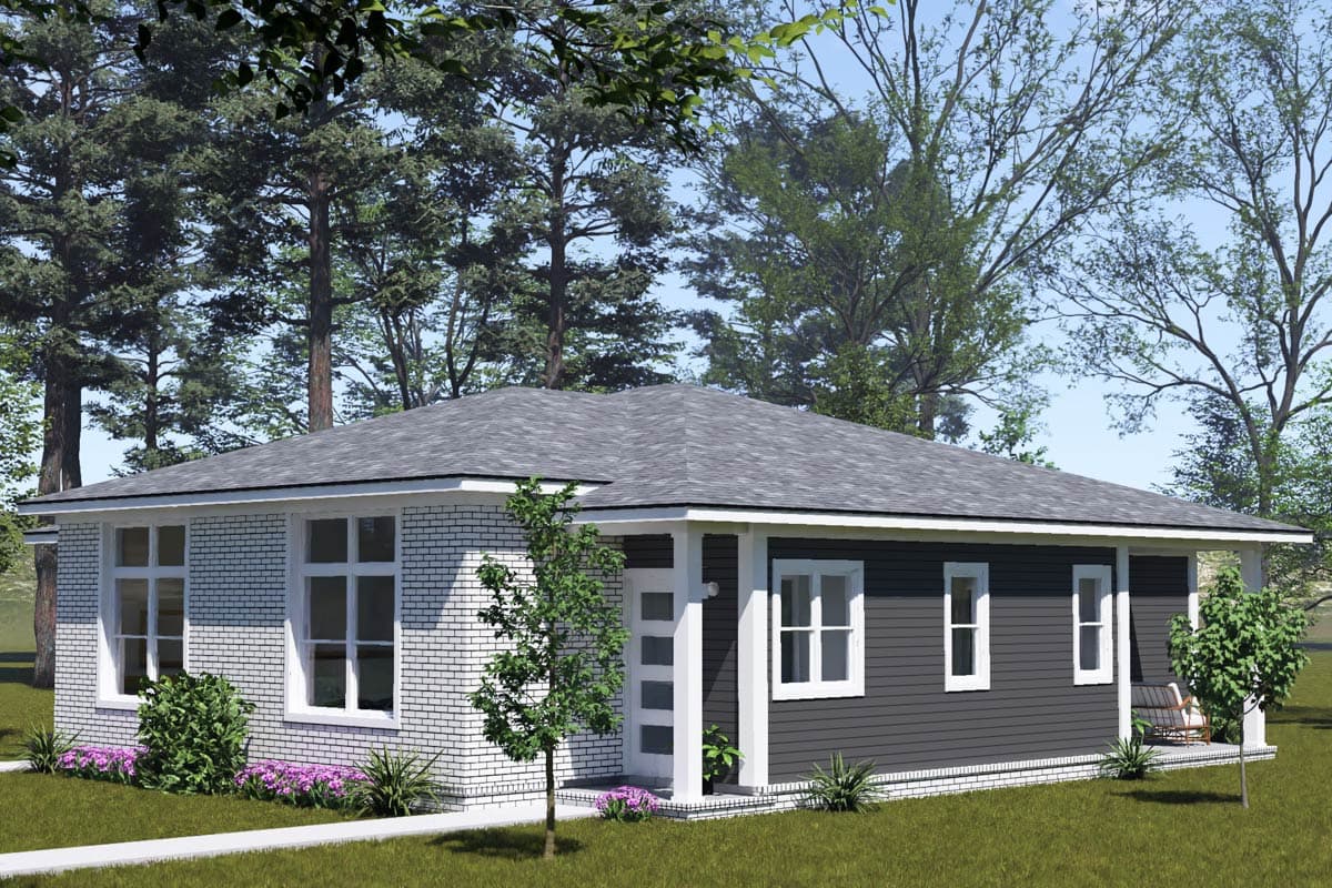 Plan 52548WM: Charming Modern Cottage Duplex House Plan with 4 Bedrooms and Large Rear Porch - Image #3 - Cottage, Modern, Traditional