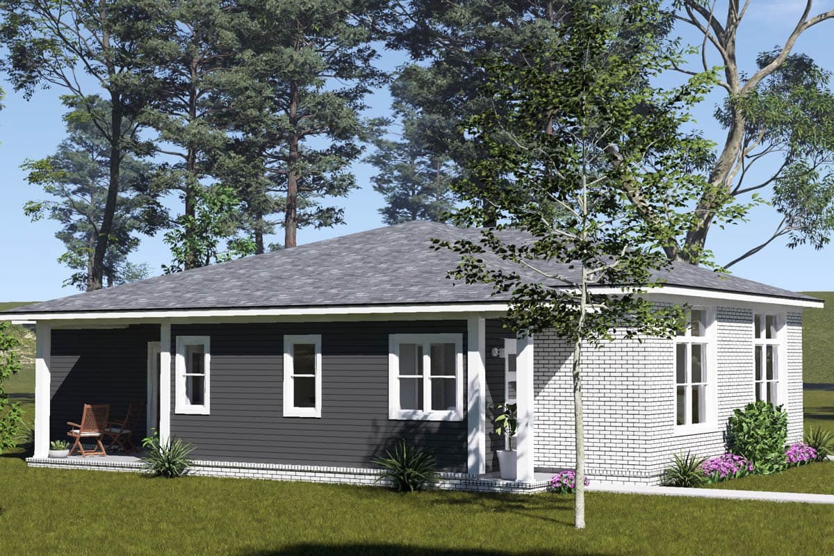 Plan 52548WM: Charming Modern Cottage Duplex House Plan with 4 Bedrooms and Large Rear Porch - Image #6 - Cottage, Modern, Traditional