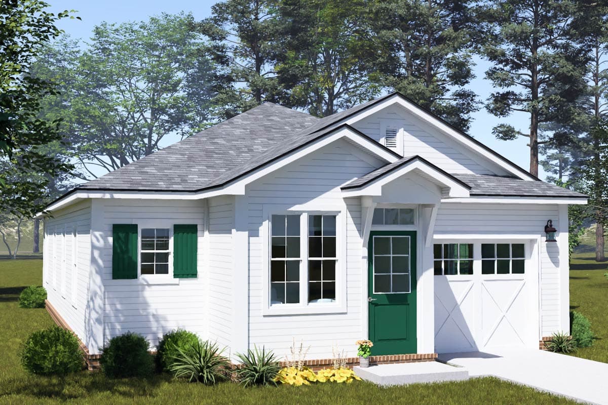 Plan 52549WM: Traditional Craftsman House Plan: 3 Beds, 1-Car Garage, Split Layout - Image #2 - Craftsman, Traditional