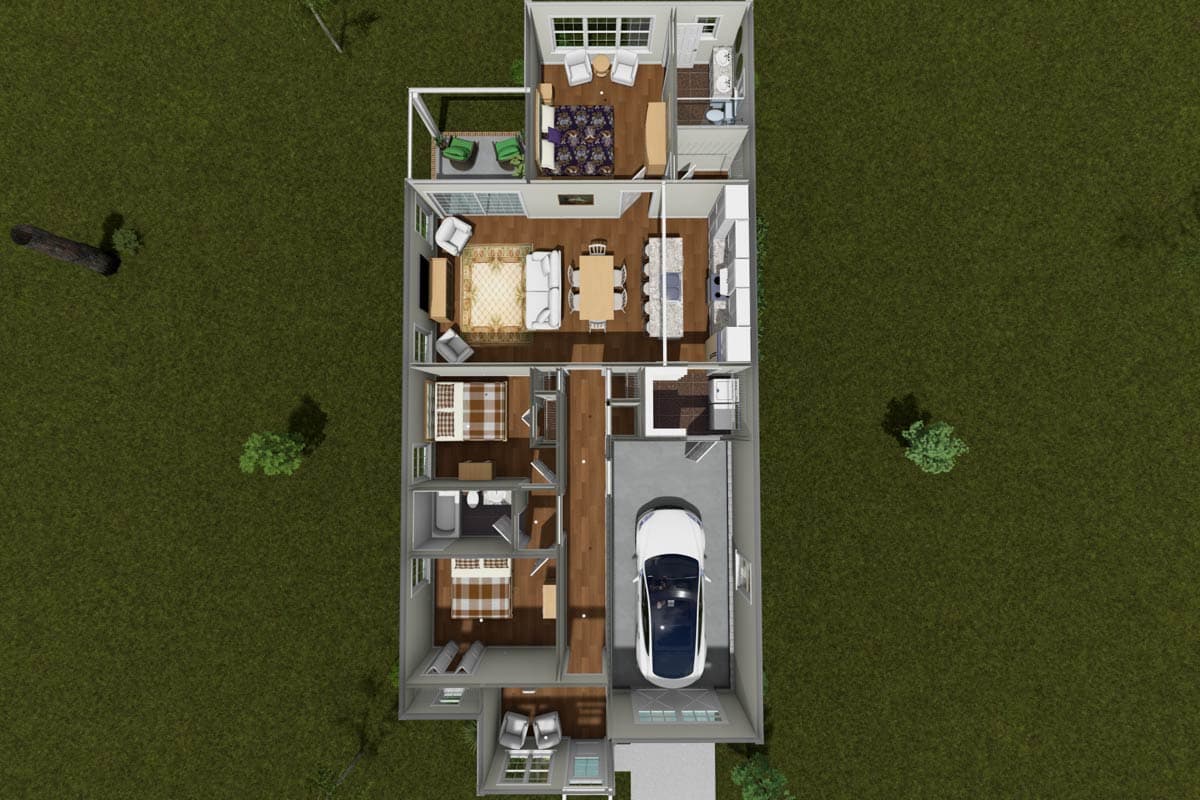 Plan 52549WM: Traditional Craftsman House Plan: 3 Beds, 1-Car Garage, Split Layout - Image #7 - Craftsman, Traditional