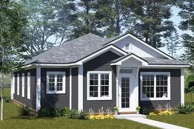 Charming Country House Plan with 4 Split Bedrooms and Walk-in Pantry
